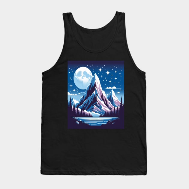 Collage Art - Mountain and Moon Tank Top by AnimeVision